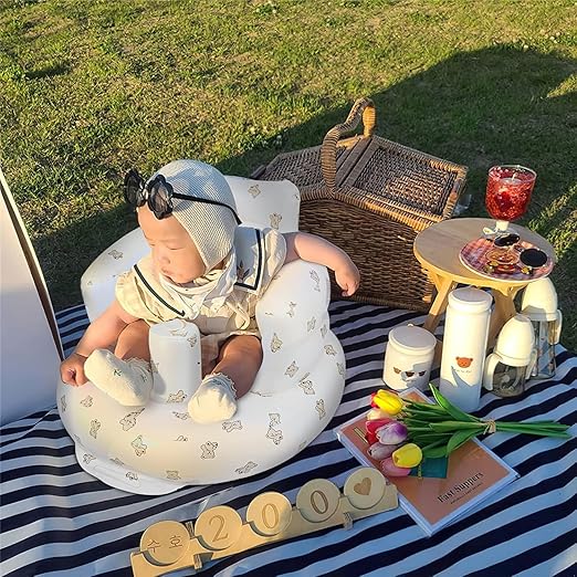 Inflatable Baby Seat-Infant Back Support Sofa, Child to Toddler Chair for 3 to 36 Months Kids