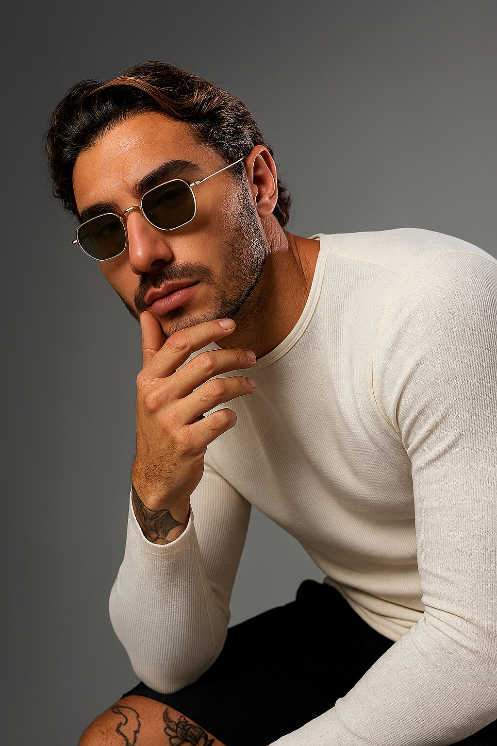 Suga Octagon Round Black Sunglass